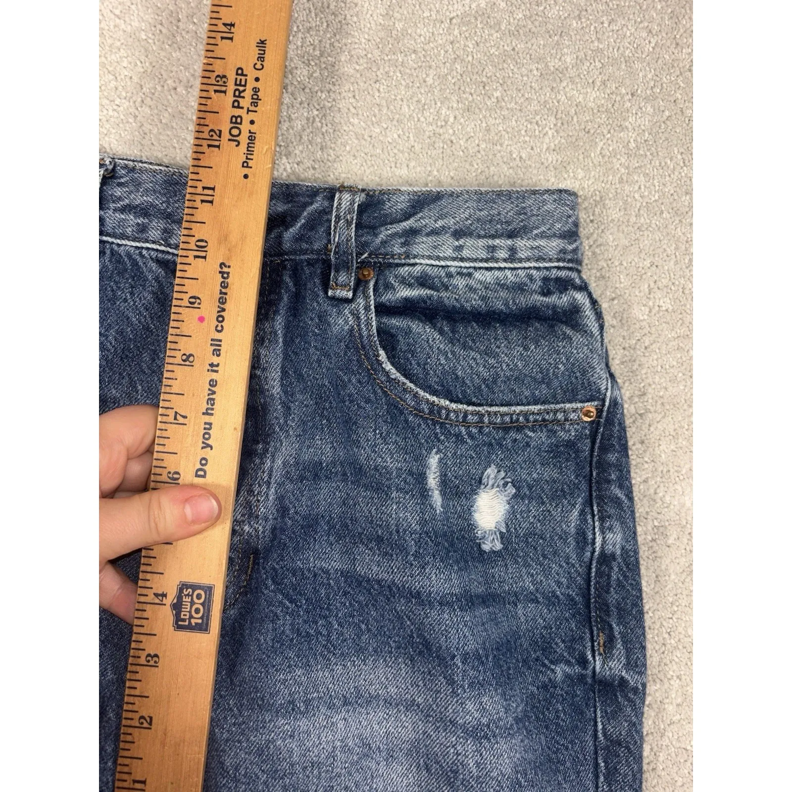Pac Sun Distressed Dad Denim Jeans Womens Sz 27 Med Wash Straight Leg Grunge - Image 9