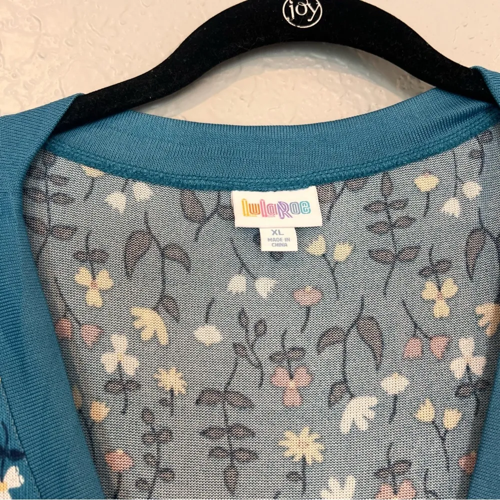 LuLaRoe Cheryl Cardigan Sweater Wrap Size Turquoise With Floral XLARGE NWT #97 - Image 6