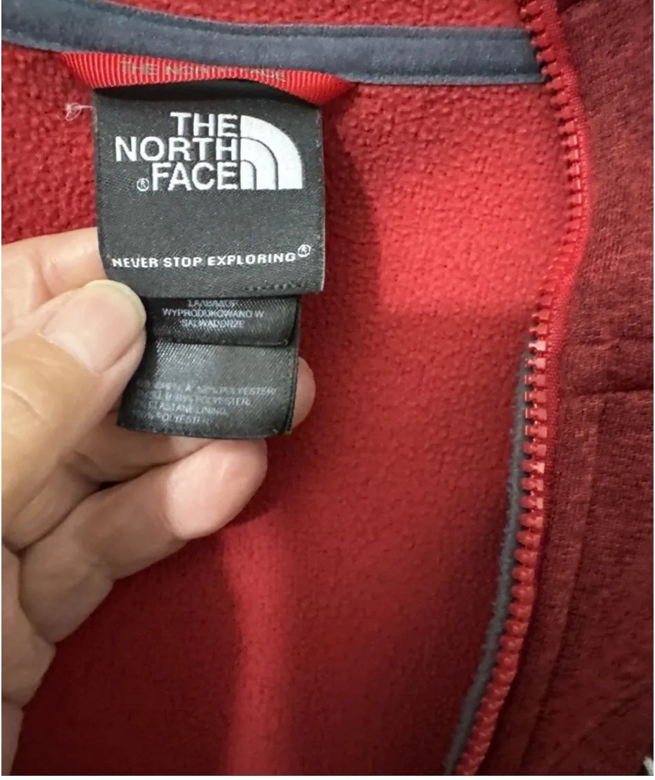 North Face Mens Red 100% Polyester Long Sleeve Zip Up Jacket Hoodie Size Small - Image 4