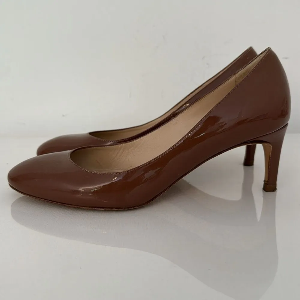 LK Bennett Sybila Pump Heels Women EU 38.5 US 8.5 Patent Leather Brown Shoes - Image 4