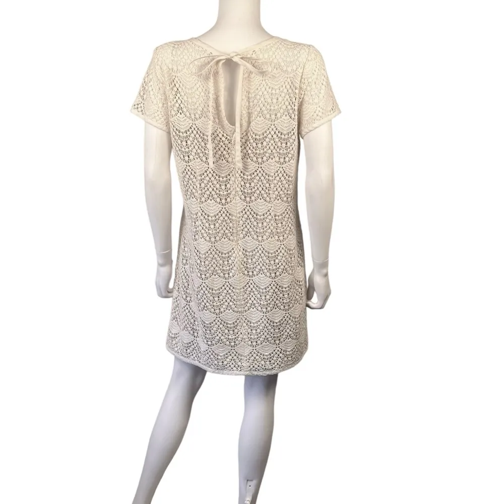 Loft Ann Taylor  Crochet Ivory Shift Dress - Image 3