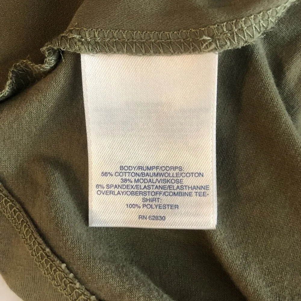 Lands' End Womens Tunic Top Hi Low Hem Short Sleeve Keyhole Back Olive Green M Size M - Image 4