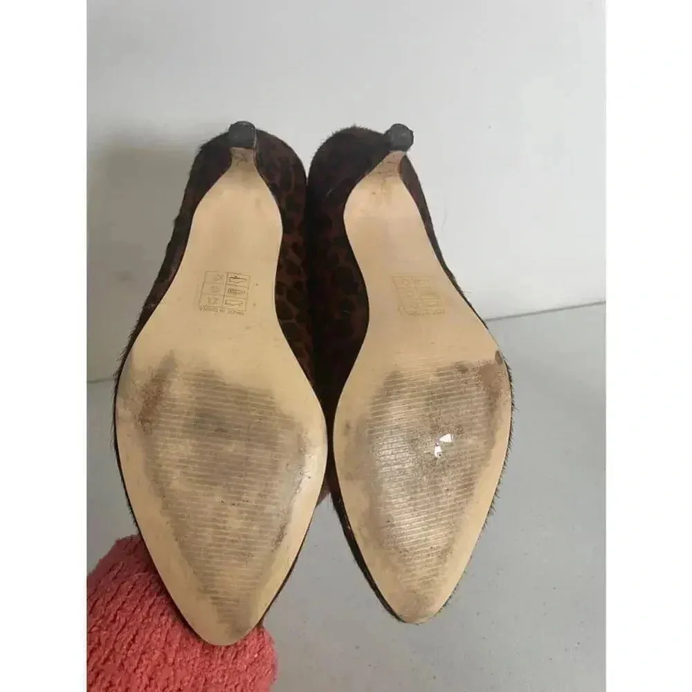 Women's DV Dolce Vita Brown Leopard Print Heels Size Calf‎ Fur 8.5 M GUC! - Image 10