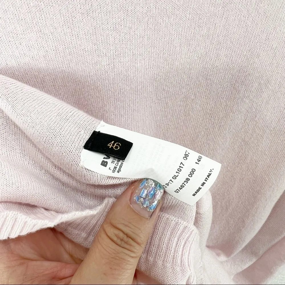 Les Copains Pink Short Sleeve Sweater Roll Sleeves Size Italy 46 US 12 - Image 7