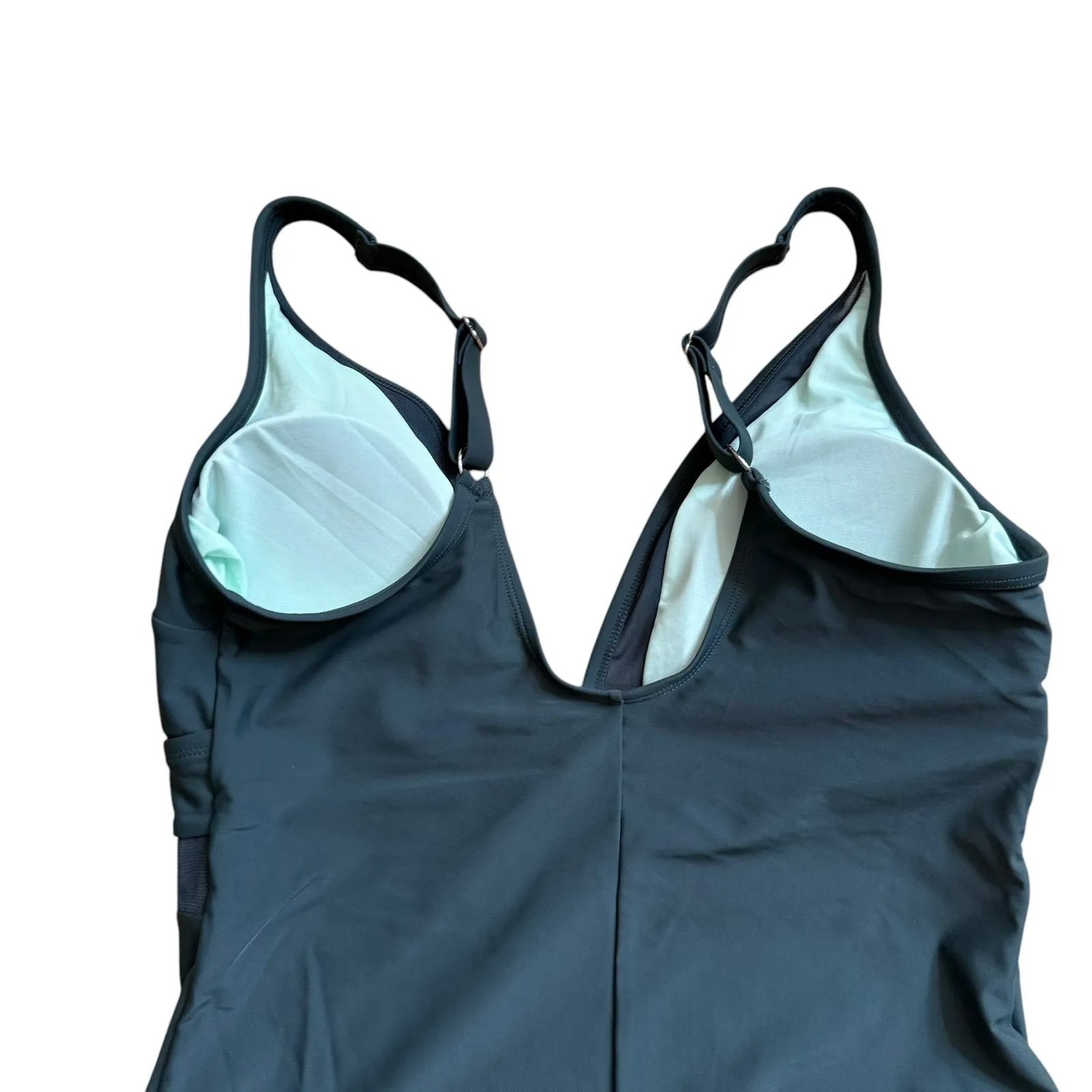 NWT Cupshe Hunter Green Swimsuit 1X Vneck Mesh Tummy Control Sexy Plunge - Image 5