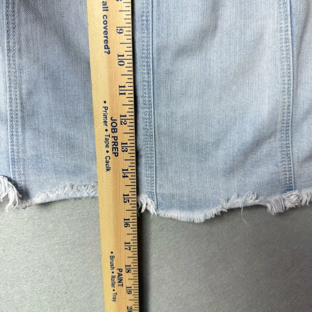 American Eagle Women's Denim Button-up Light Wash Skirt Raw Hem Pockets size 4 - Image 11