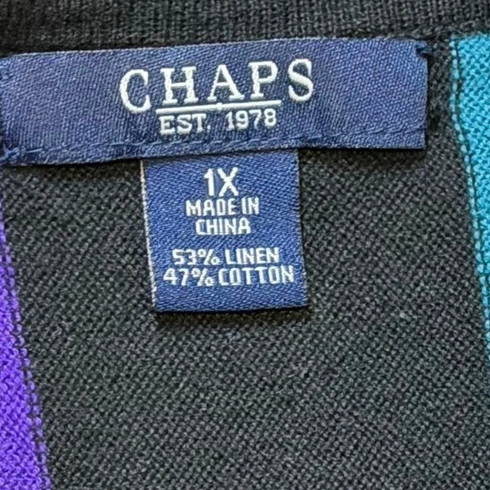 Chaps Multi Colored Striped Lightweight Linen Blend Sweater - Image 6