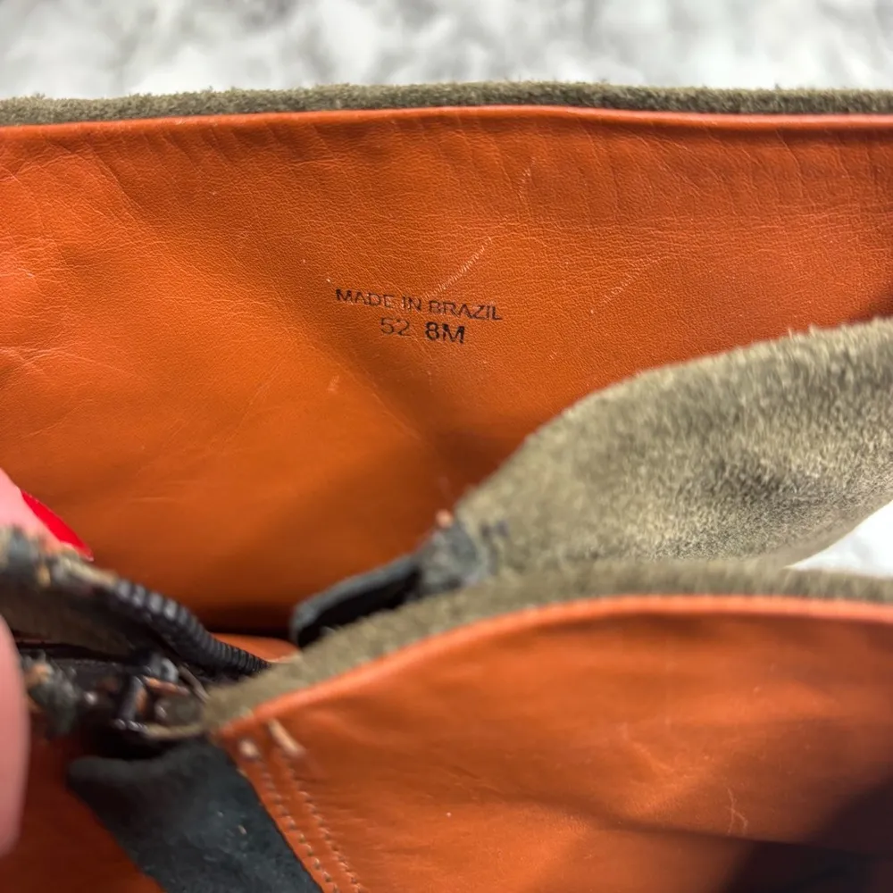 REBECCA MINKOFF SUEDE LEATHER BOOTS SIZE 8 green black boho western - Image 4