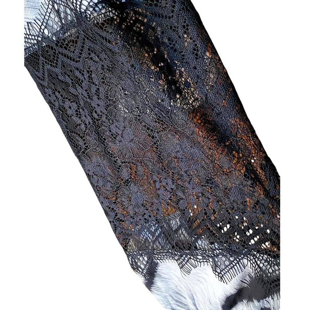 NWT ~ WHITE HOUSE BLACK MARKET Black Lace Yoke Tiger Blouse Boho WHBM ~ Size XS - Image 11