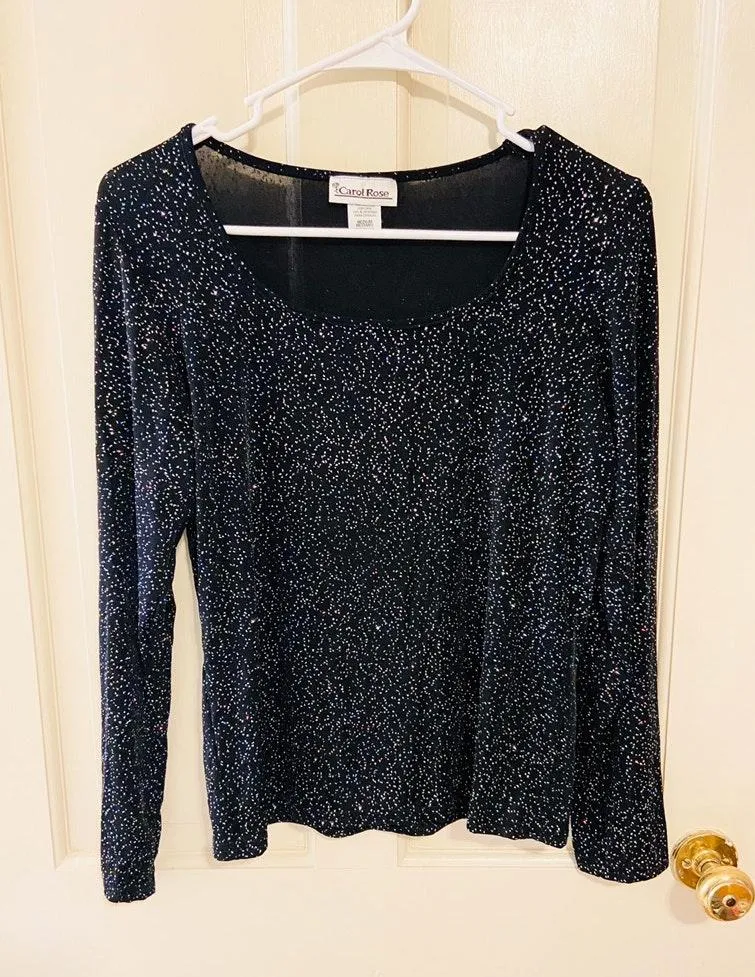 Vintage  glitter black long sleeve shirt - Image 5