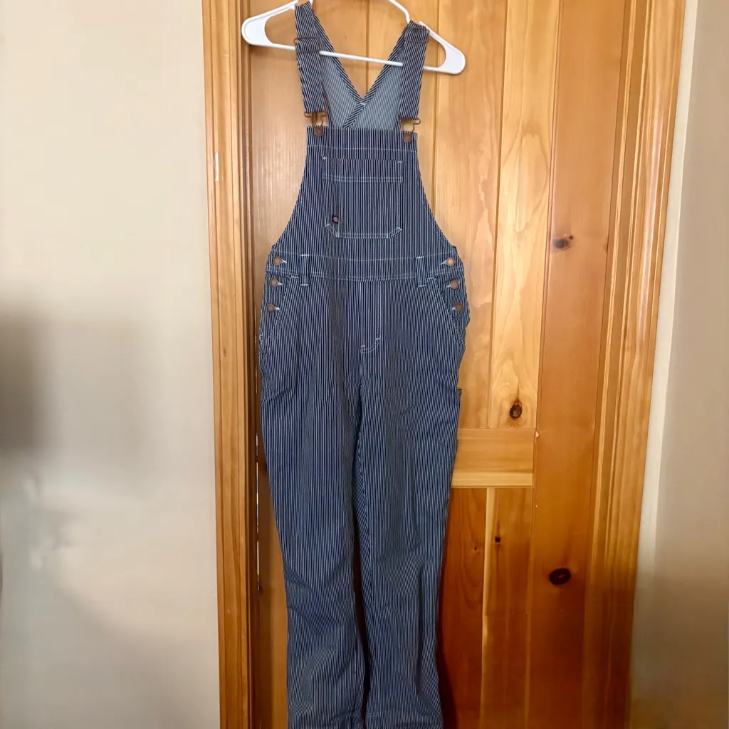 Carhartt Women's Relaxed Fit Denim Railroad Striped Bib Overall XS Blue - Image 3