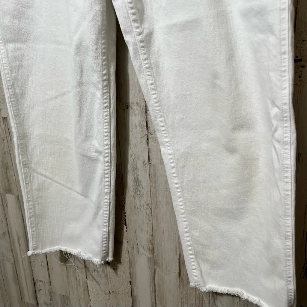 MOTHER Denim The Patch Pocket Private Ankle Fray White Straight Jeans Womens 28 White - Image 9