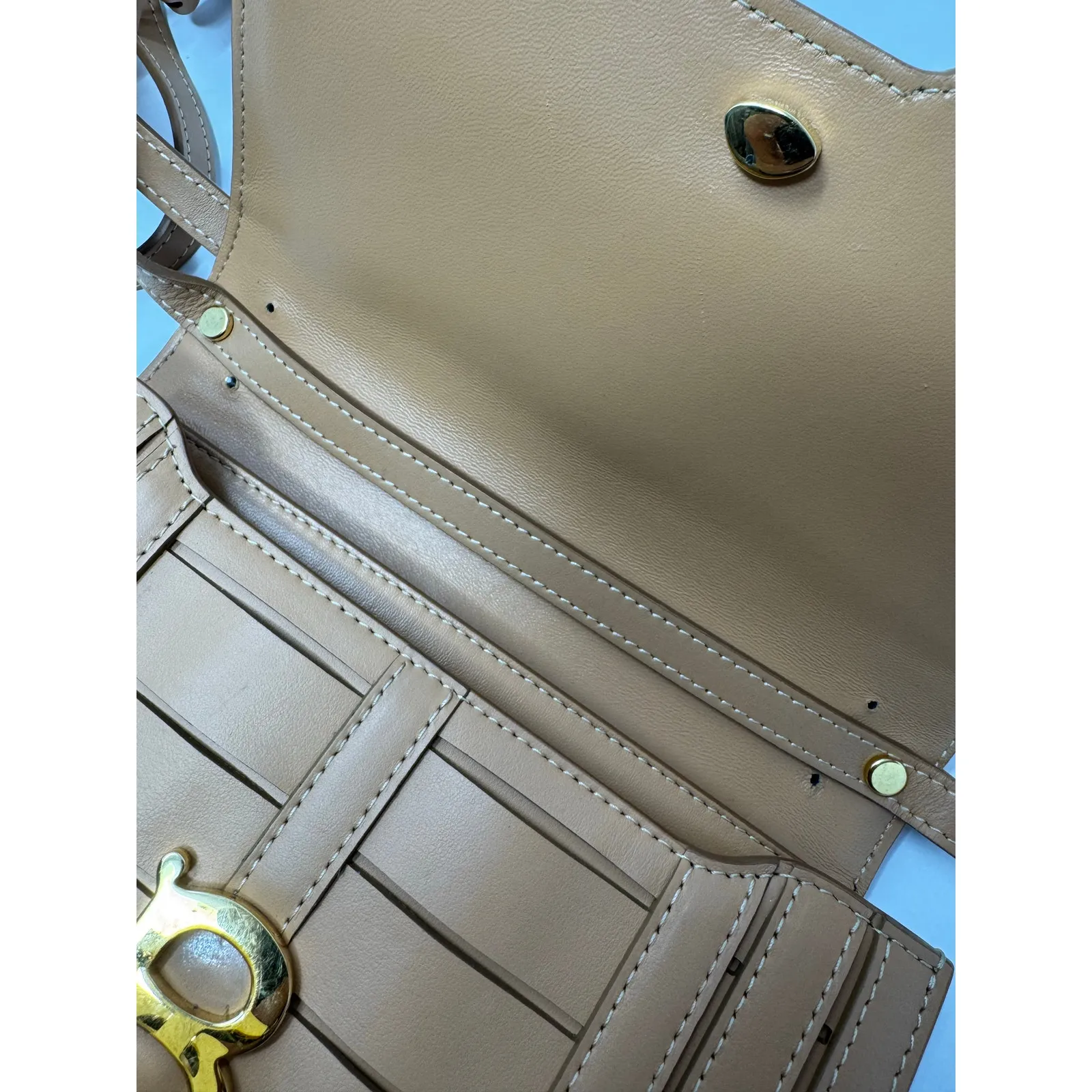 Burberry Small TB Bag Tan Leather Crossbody with Gold TB Logo — with Dust Bag - Image 10