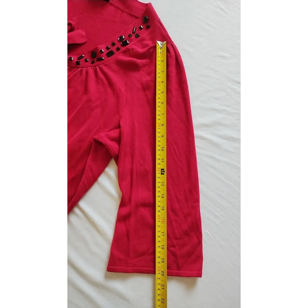 NWT Lane Bryant Women’s Red Tunic Cardigan jacket Embellished Neck size 26/28 - Image 10