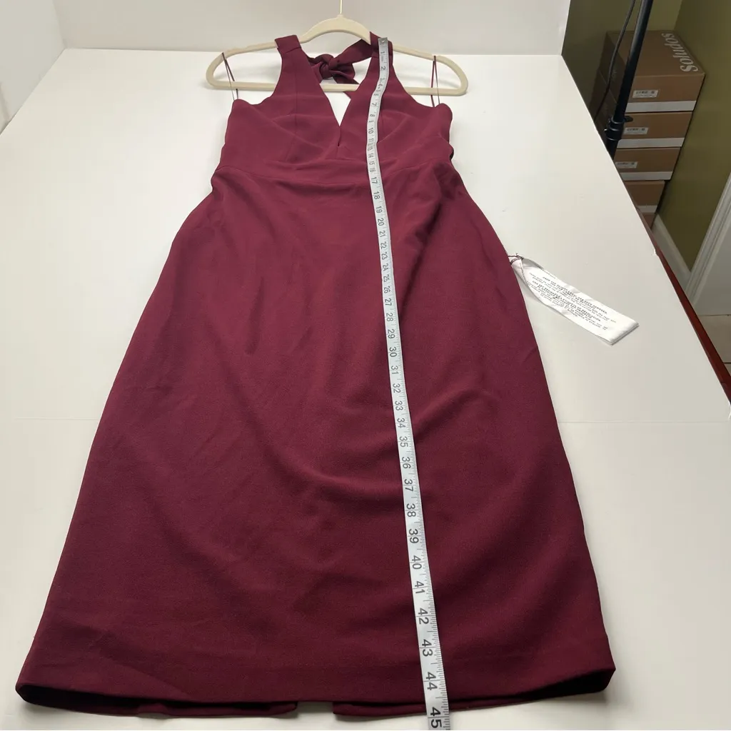Dress the‎ Population Vanessa Burgundy Womens Size Medium Halter Midi Dress NEW - Image 13