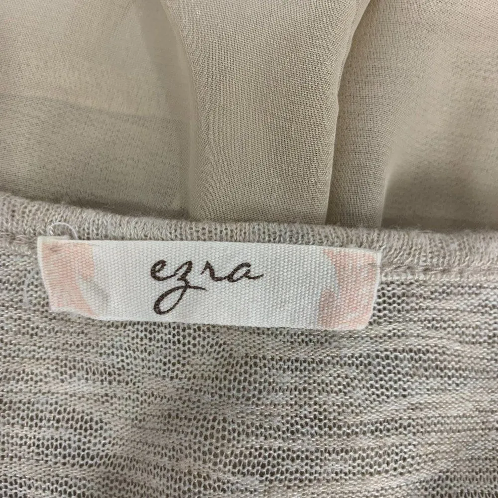 Ezra Women's 3/4 Sleeve Swoop Neck Sheer Back Blouse Size Medium - Image 6