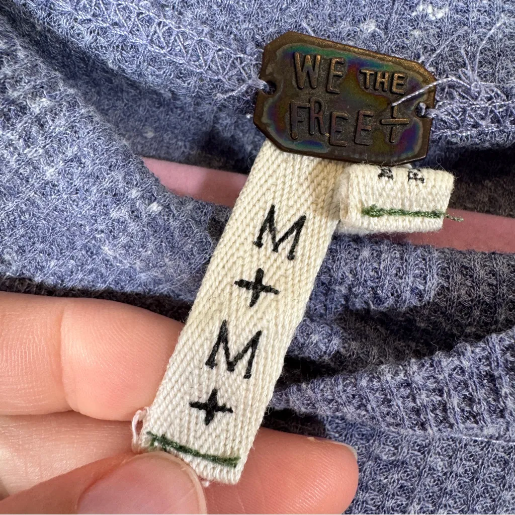 Free People Purple Thermal Boho High Low Tunic Mini Dress Womens M Casual Fall - Image 3