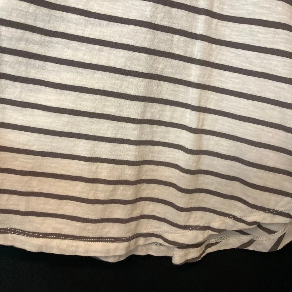 Madewell Cotton White Gray Striped Crew Neck Short Sleeve Tee T-Shirt Top - Image 4