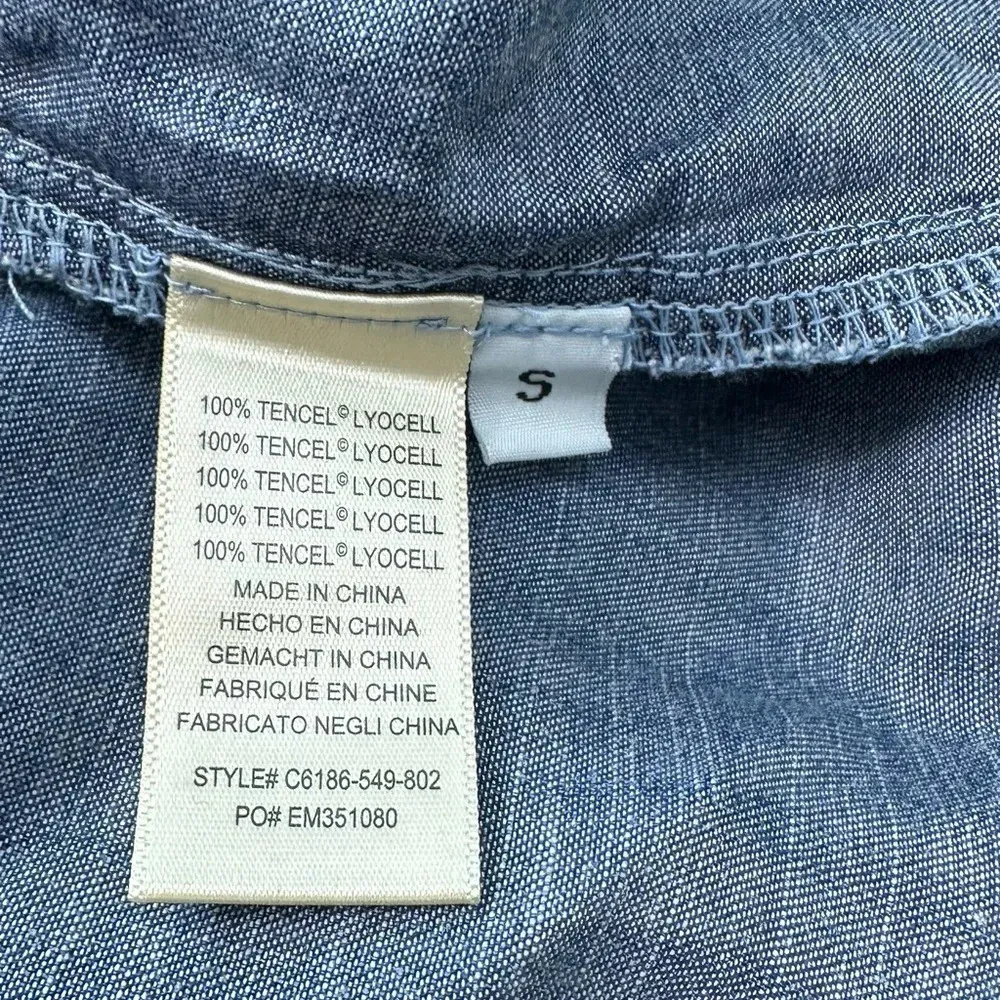 Anthropologie By Cloth & Stone Denim Blue Chambray Jumpsuit with Wide-Leg Design - Image 13