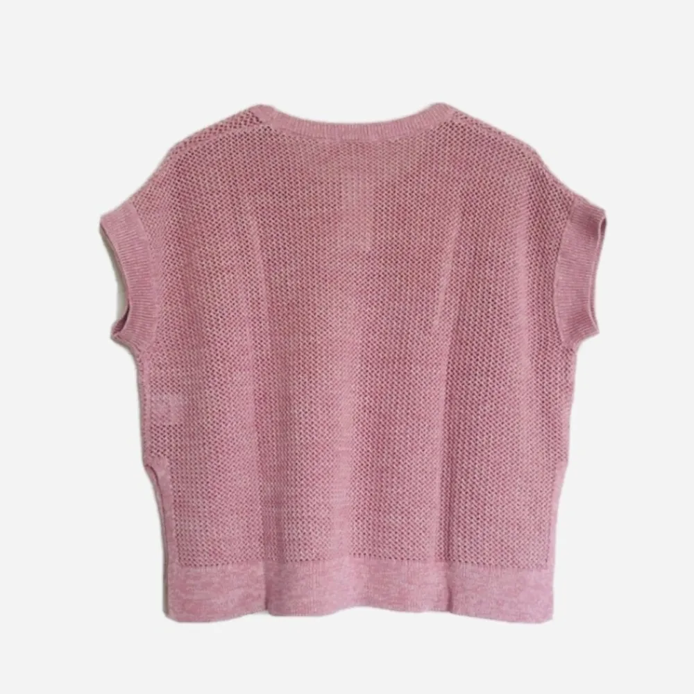 Uniqlo  Pink Knit Side Slit Crop Sweater S - Image 2