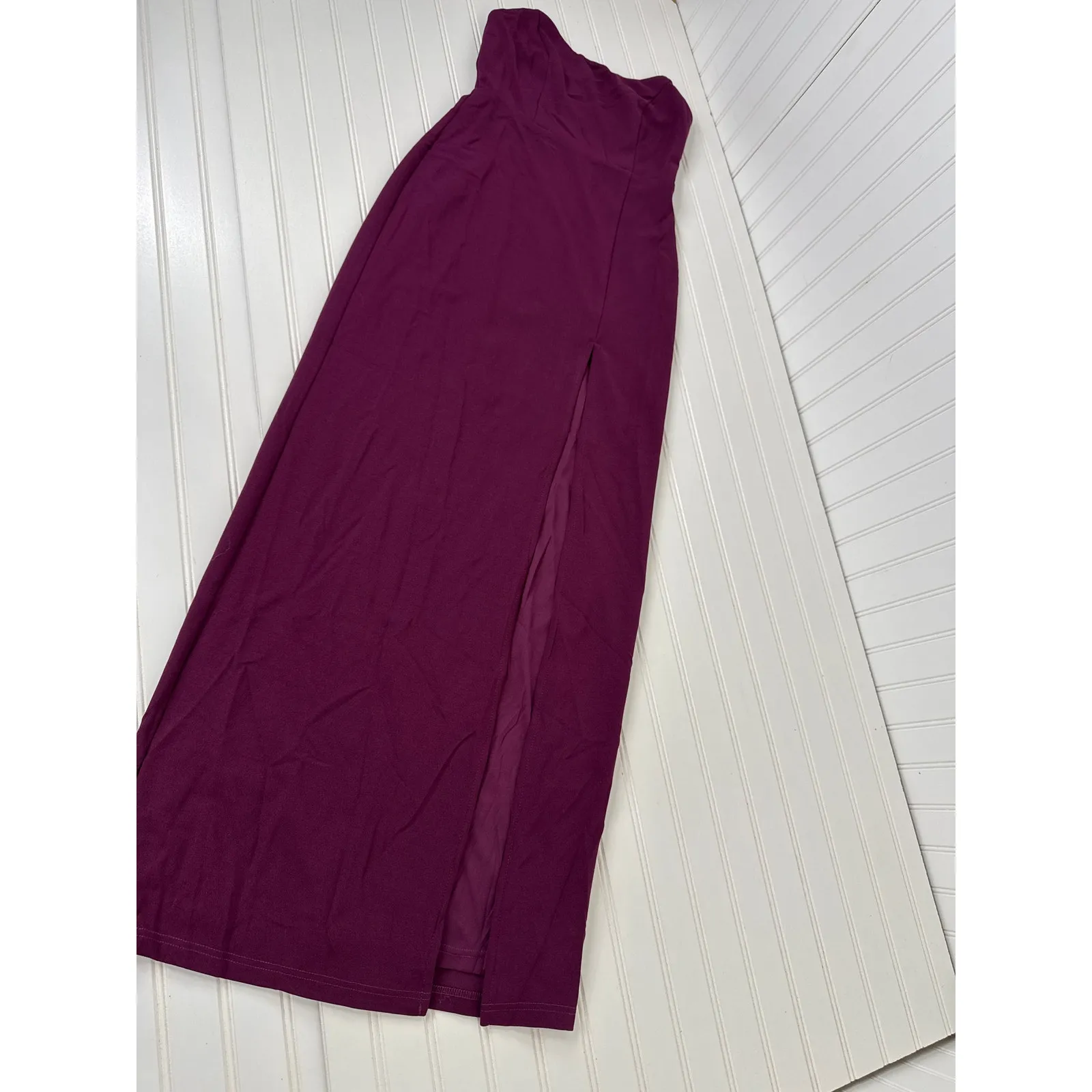 NWOT Lulus Sensational Beauty Plum Purple Strapless Maxi Dress Wedding Prom Sz M - Image 4