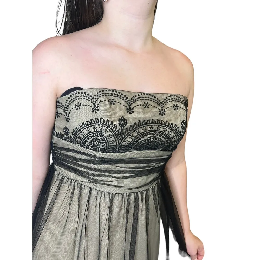 Davids Bridal Cocktail DRESS Womens Size 2 Black Beaded Lace Mesh Mob Wife - Image 4