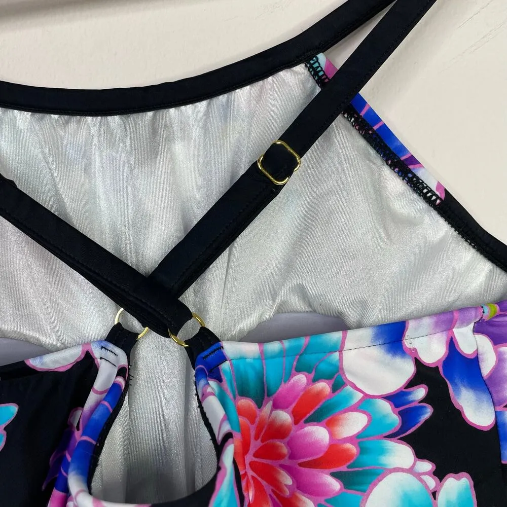 Maxine of Hollywood Mums The Word High Neck Ruffle Tankini Top Floral 18W 18 New - Image 8