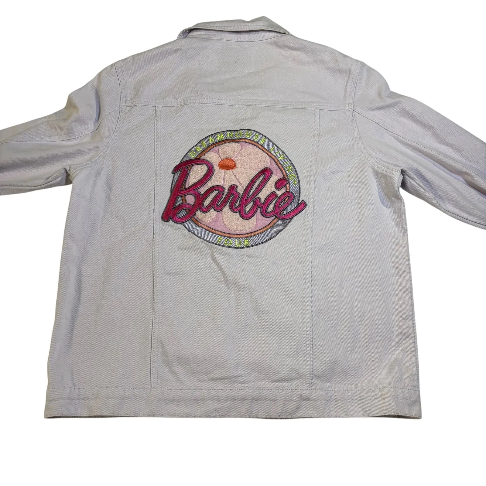 Barbie Denim Jacket Embroidered Patches Pink Jean Jacket L/XL* Purple Size L - Image 2