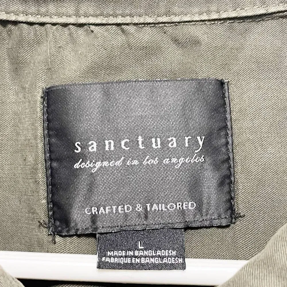 Sanctuary Crafted & Tailored 100% Lyocell Green Button Down Utility Top - Image 6