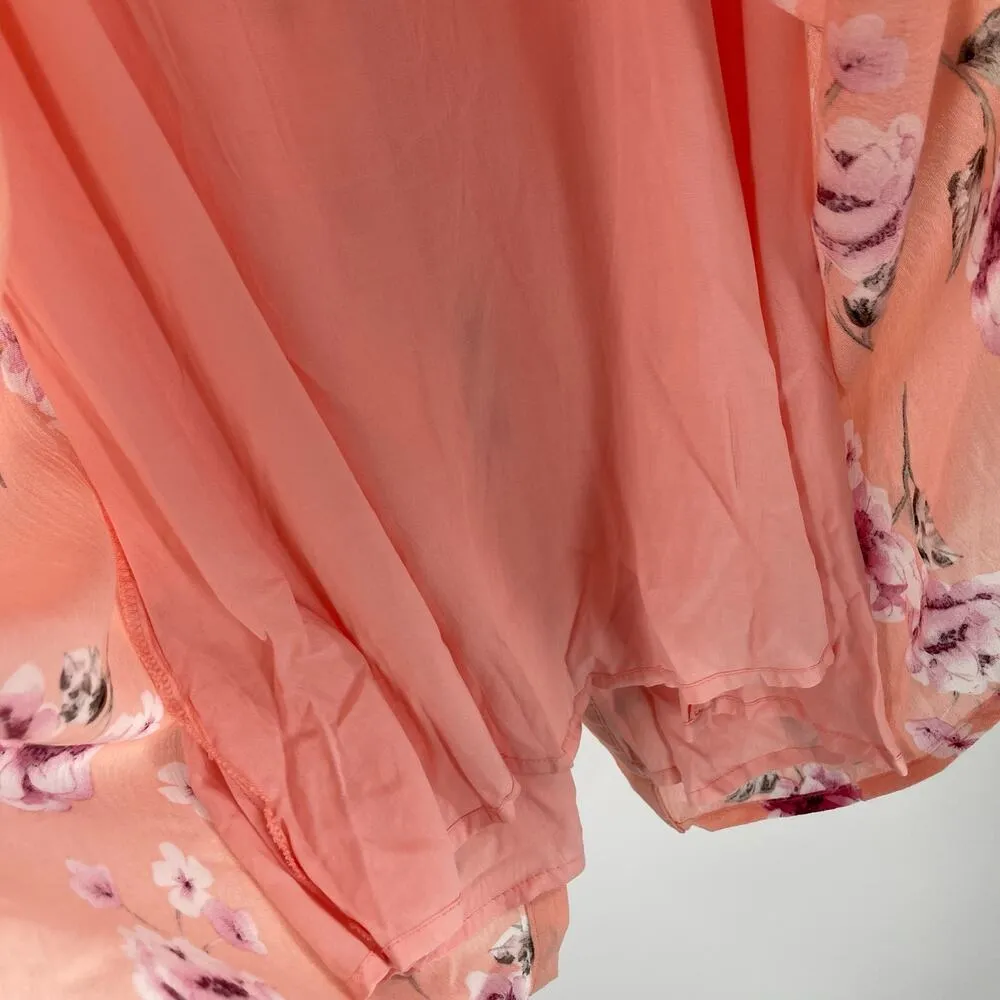 PROMESA Dress Size Medium NWT Floral Peach Button Down Tie Mini Boutique - Image 13