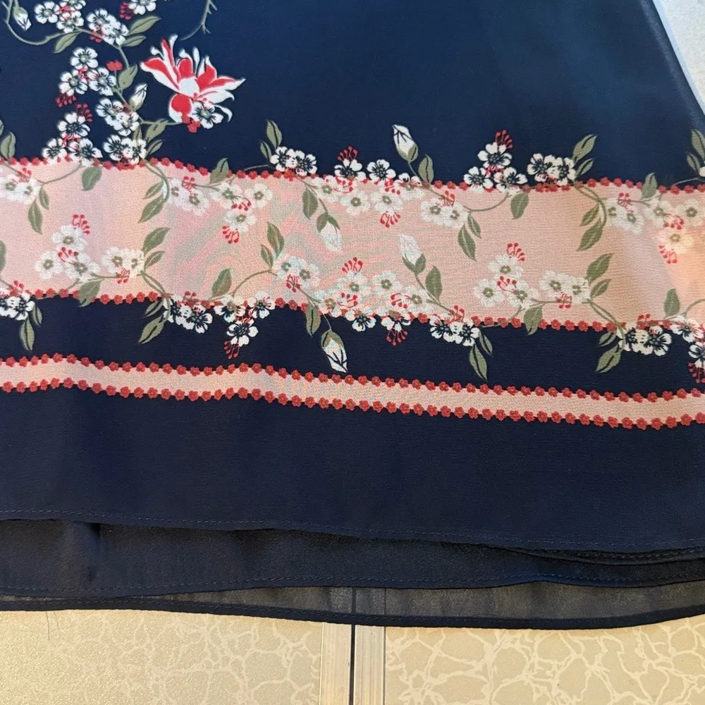 MAX STUDIO Womens Navy Floral Sleeveless Dress XL - Image 5