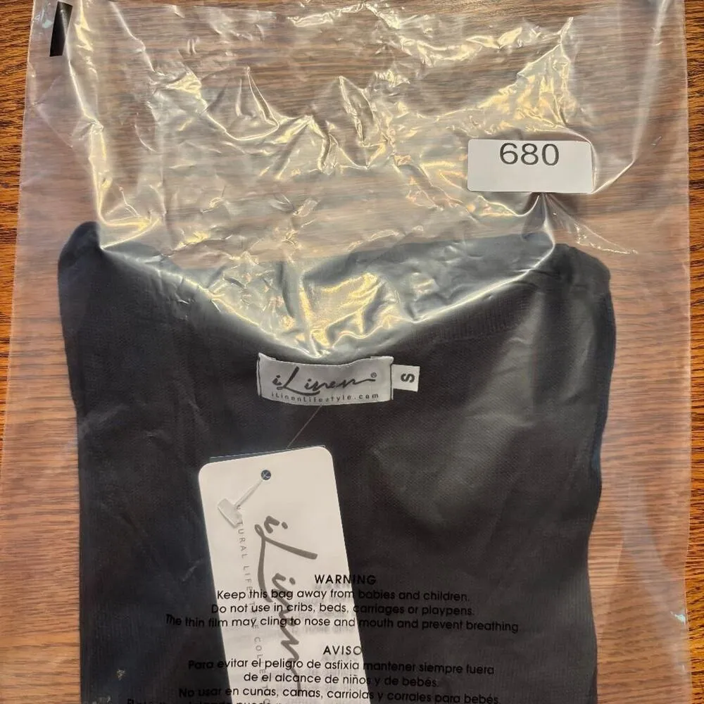 iLinen Classic Cotton Tank Top Black Women's Size S Ecotec Yarn NWT - Image 11