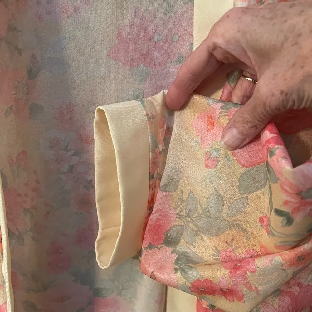 Haband! vintage blazer jacket yellow & pink floral. Size XL - Image 2