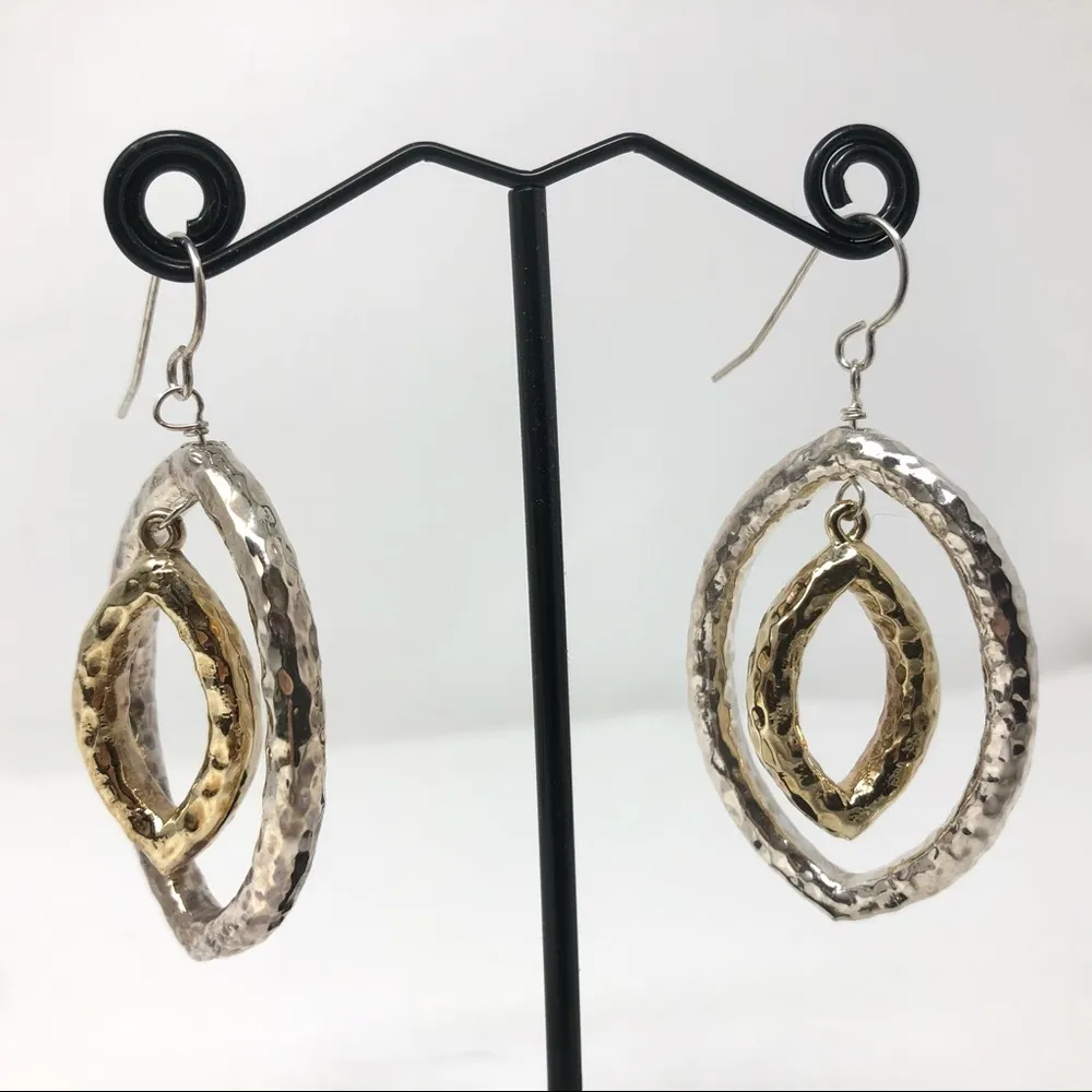 🆕sterling silver dual tone hammered earrings - Image 5