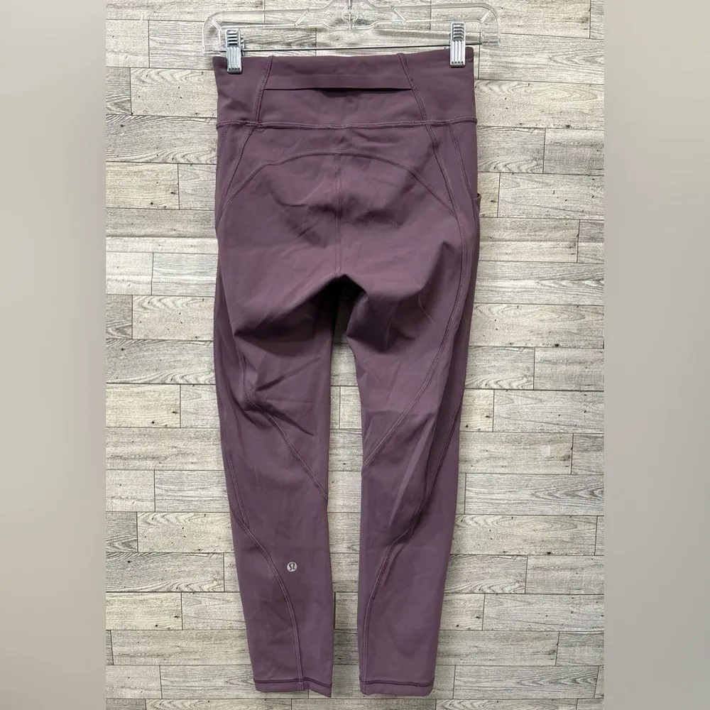 Lululemon Time to Sweat Crop 23” Leggings Pockets Smoked Mulberry Size 4 W5AQZS - Image 2