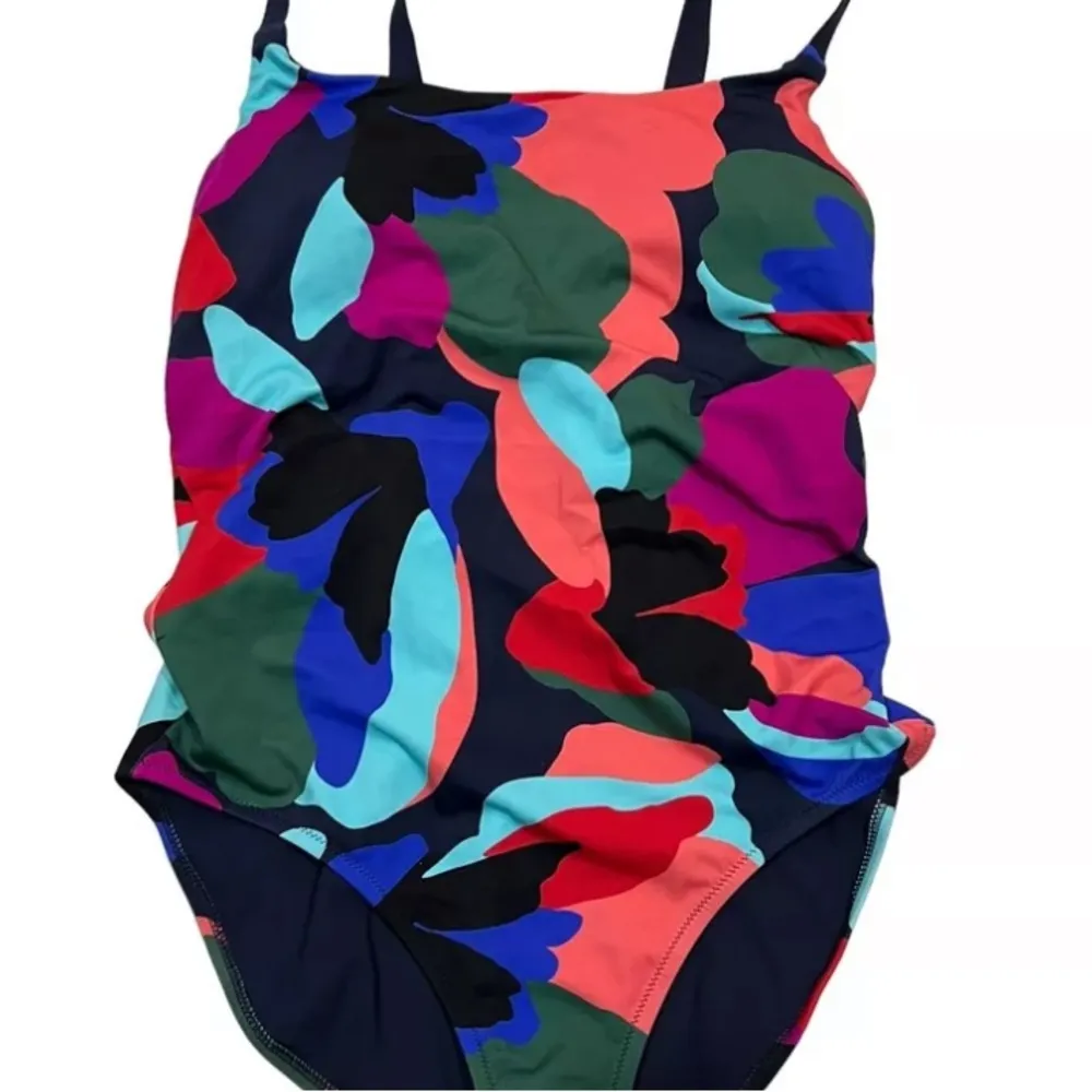 ATHLETA swimsuit Hermosa Printed colorful Swimsuit Navy Blue Green Coral New M - Image 3