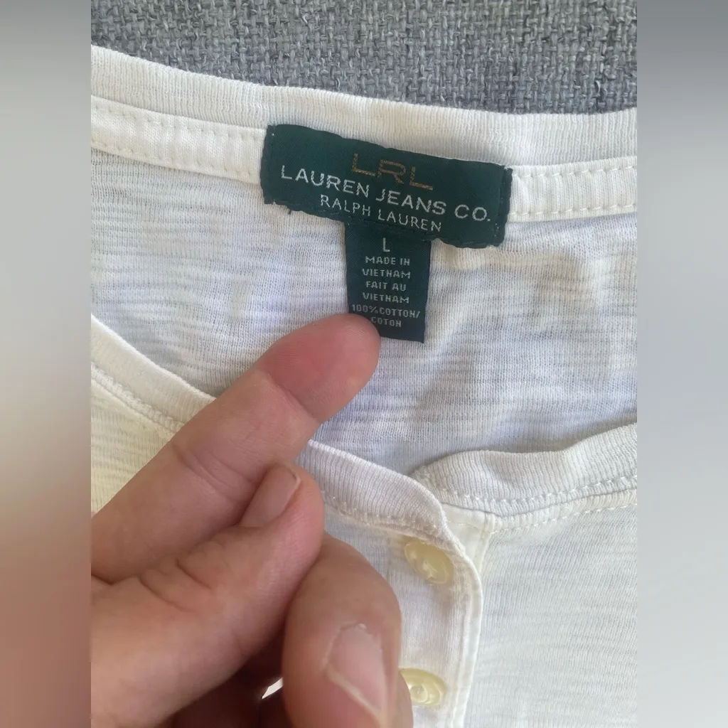 Lauren Ralph Lauren Watercolor Floral Henley Top - Size Large soft pastels! - Image 5