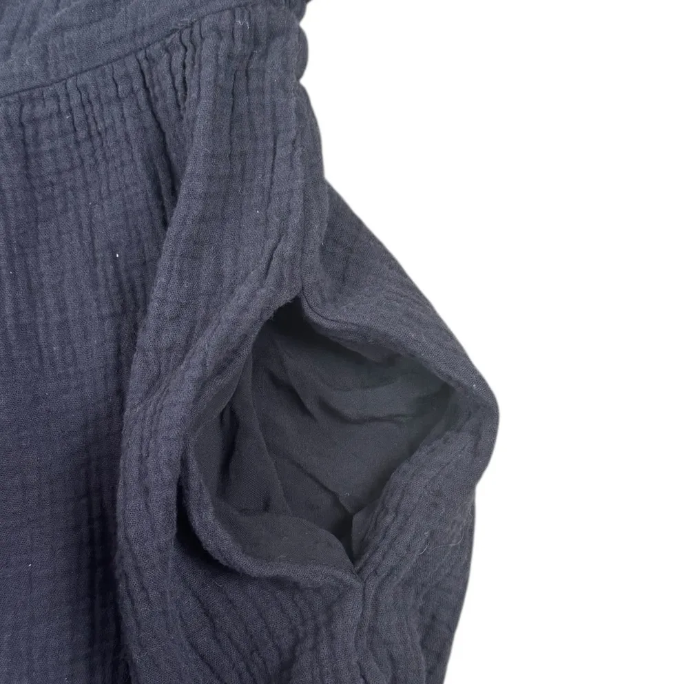 J. Crew Black Soft Gauze Squareneck Cotton Blend Long Sleeve Dress XL BG502 - Image 5