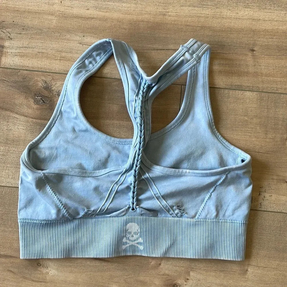 4/$25 SOUL BY SOULCYCLE Blue Seamless Braided-Back Sports Bra Sz S - Image 3