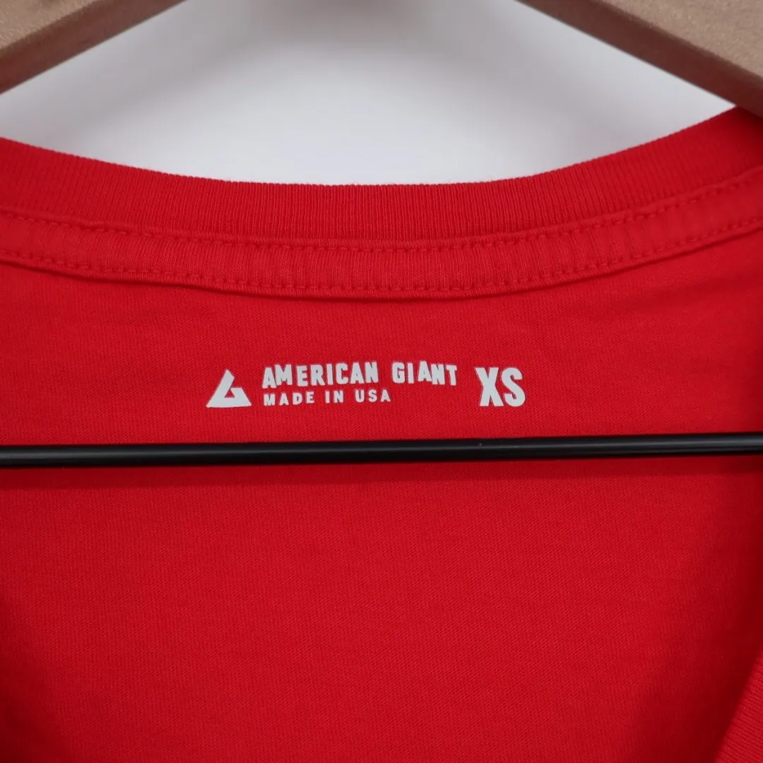 American Giant Red V Neck Basic Tee T Shirt Womens XS Made USA Cotton - Image 3