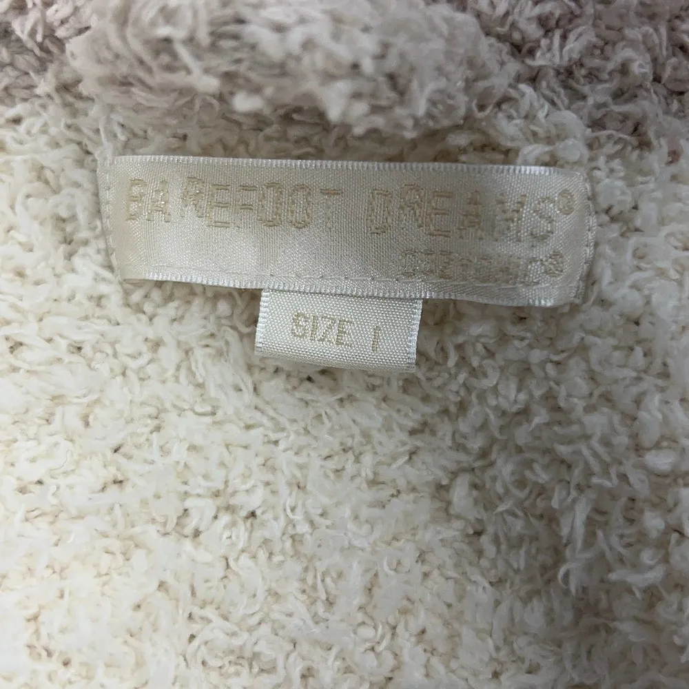 Barefoot Dreams  Womens Size 1 Cozychic Two Tone Cream Brown Short Robe Style 549 - Image 8