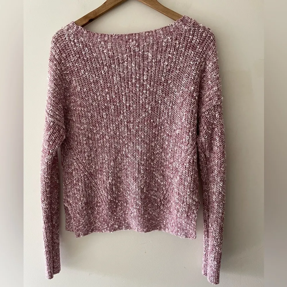 Abercrombie & Fitch Marled Pink Shaker Sweater Cotton Linen Blend - Image 4