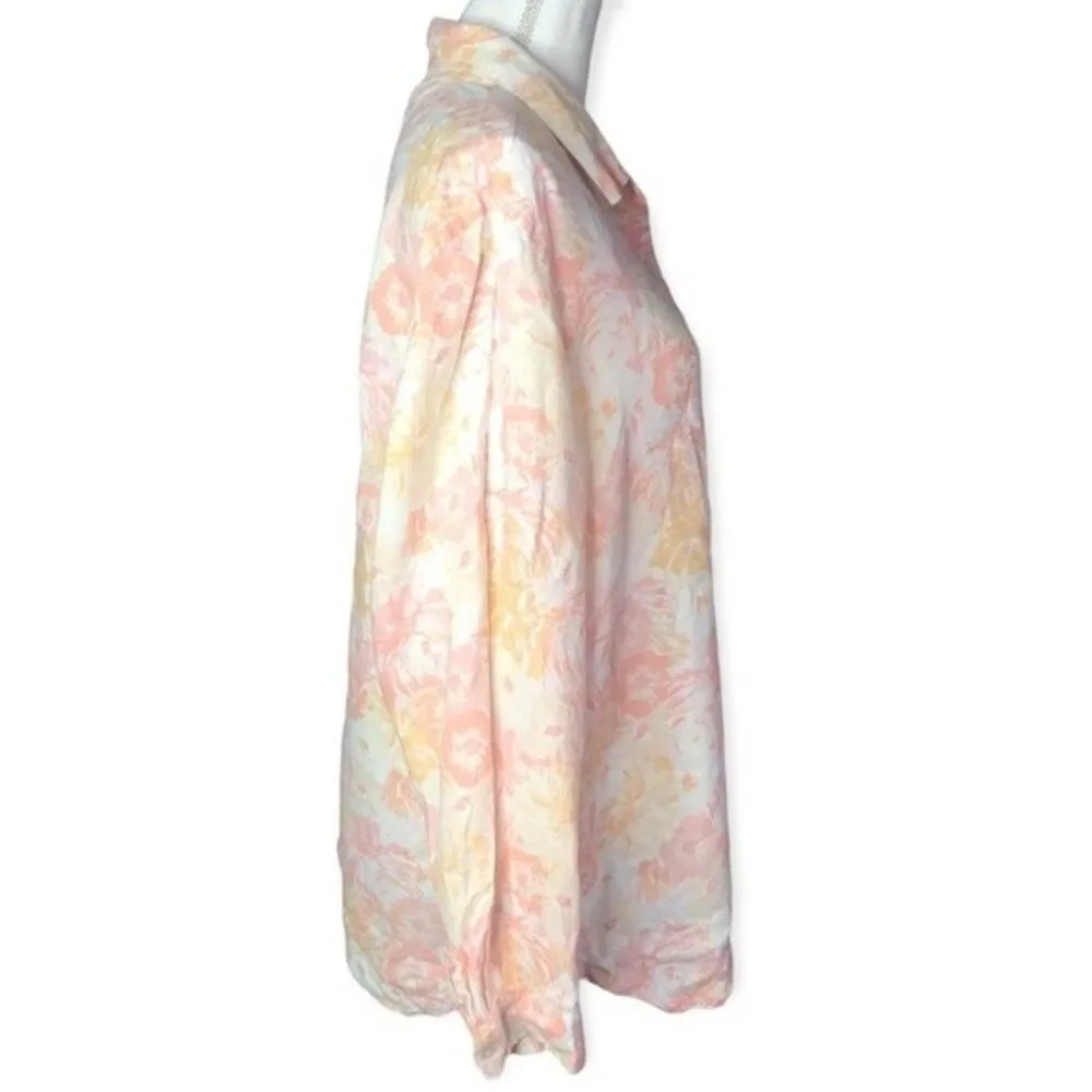 J. Jill Pastel Floral Linen Long Sleeve Button Down Shirt - Image 2