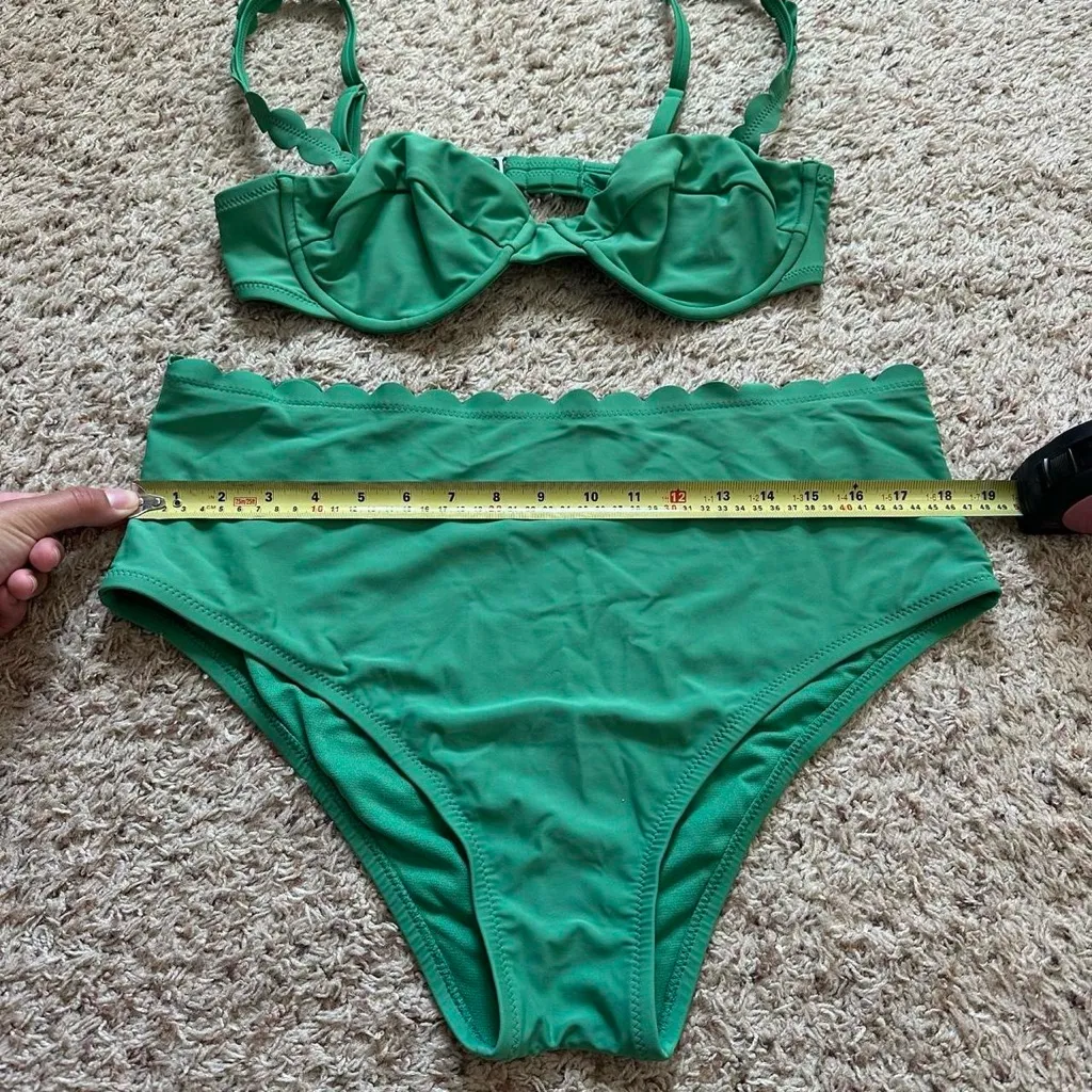RHODE x Target Green Scallop Trim Two-Piece Swimsuit Women's Sz XL Bottom/L Top - Image 5