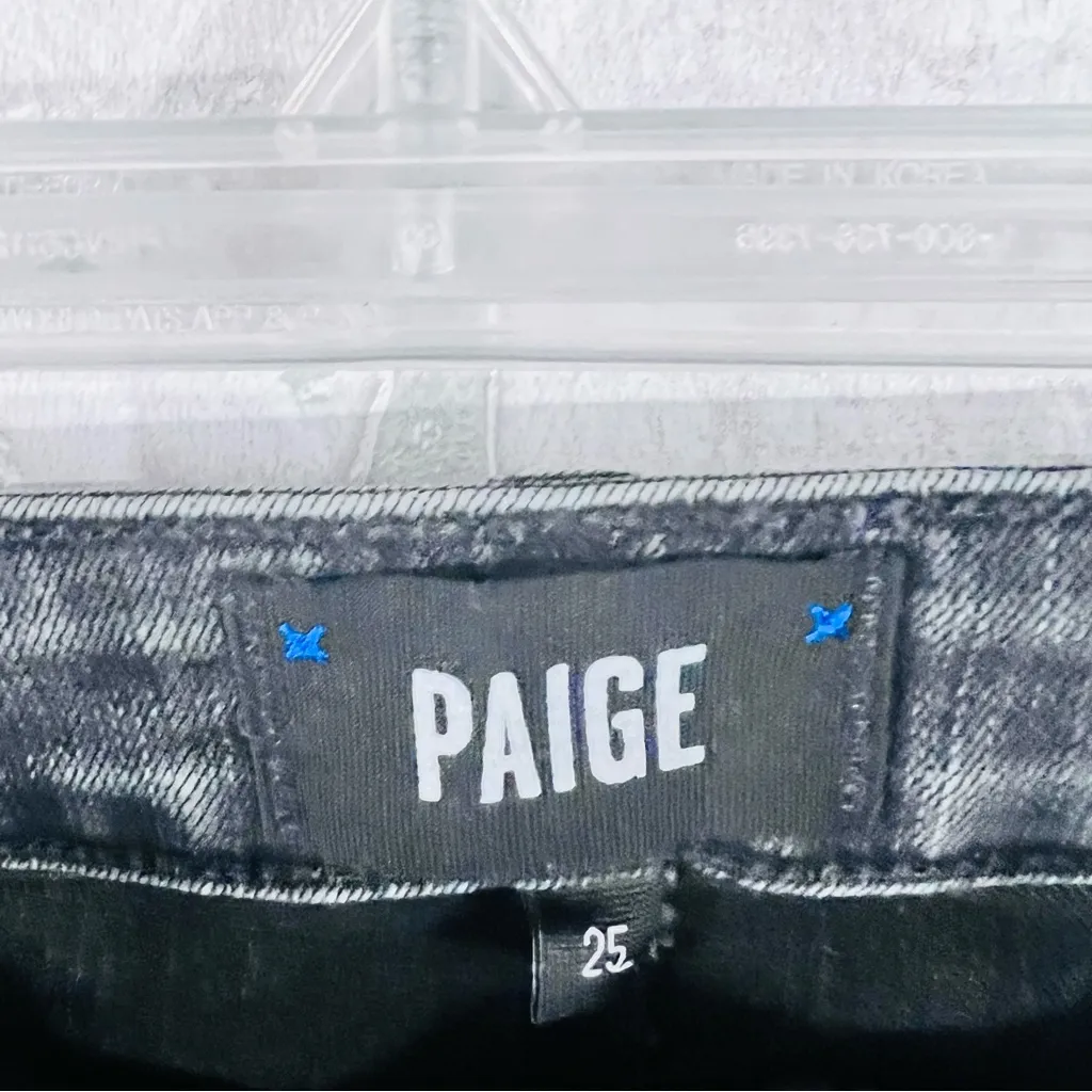 PAIGE Sarah Slim High Rise Straight Leg Jeans in Black Willow Wash Size 25 - Image 8