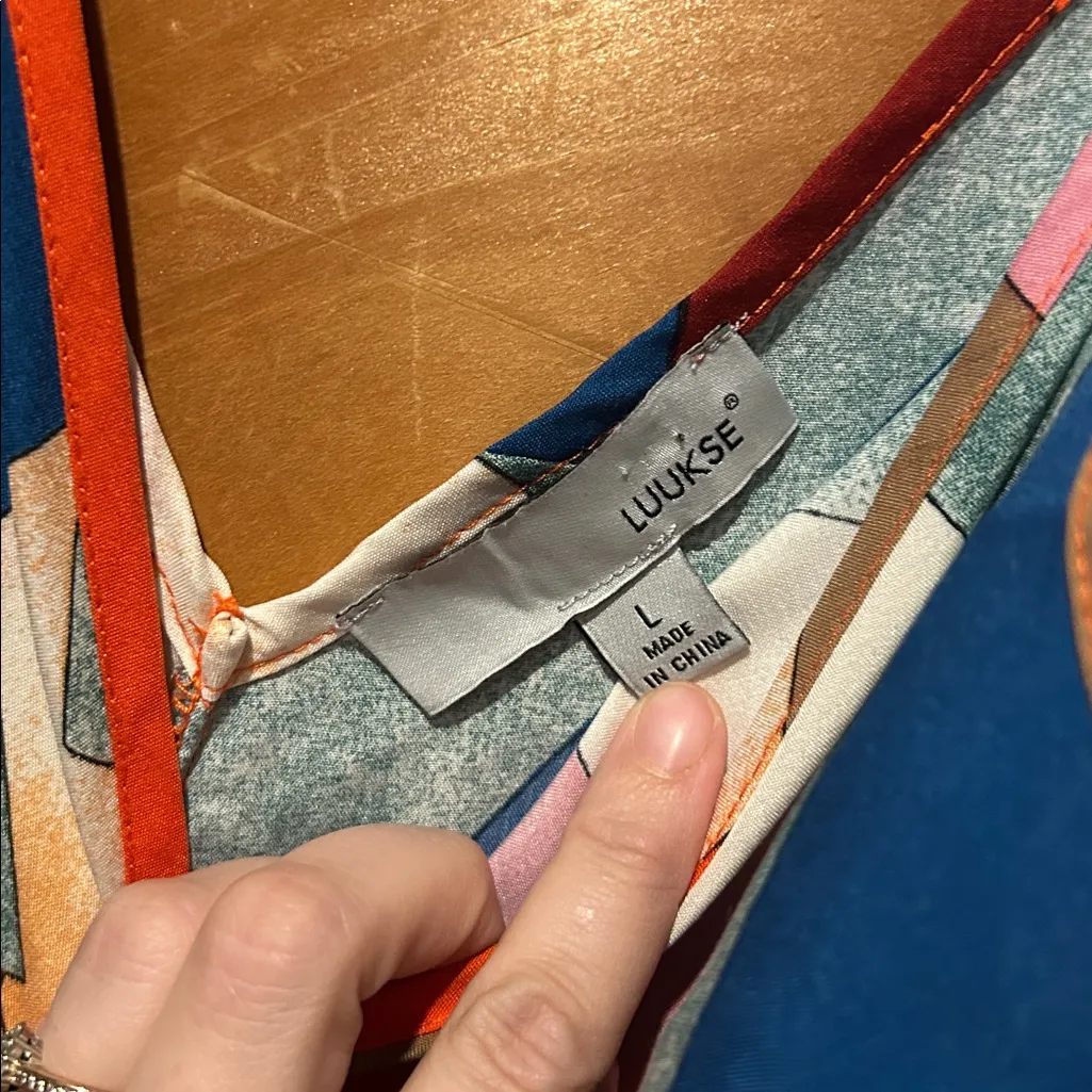 Luukse tropical bright colors flowy jumpsuit Red Size L - Image 5