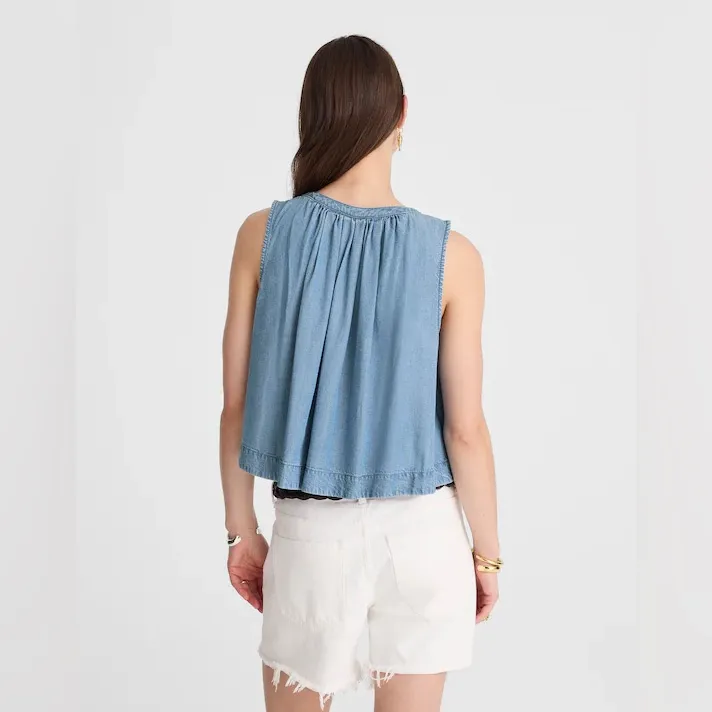 Madewell Button Front Tank Blue Ashbury Wash Airy Denim Edition XXL NWT - Image 4