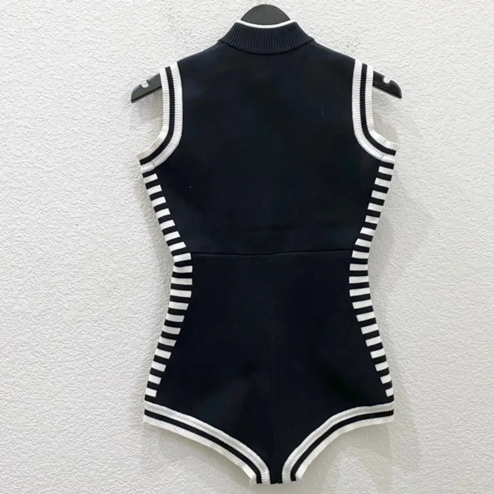ZOEY. W Los Angeles Black & White Knit Bodysuit Romper Size S - Image 6