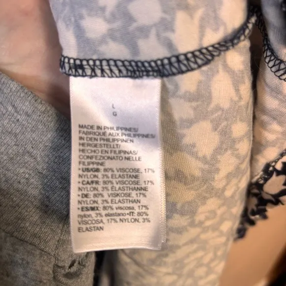 Lark & Ro Dress Fit Flare Midi Dress 3/4 Sleeve Navy Blue White Flower Large - Image 6