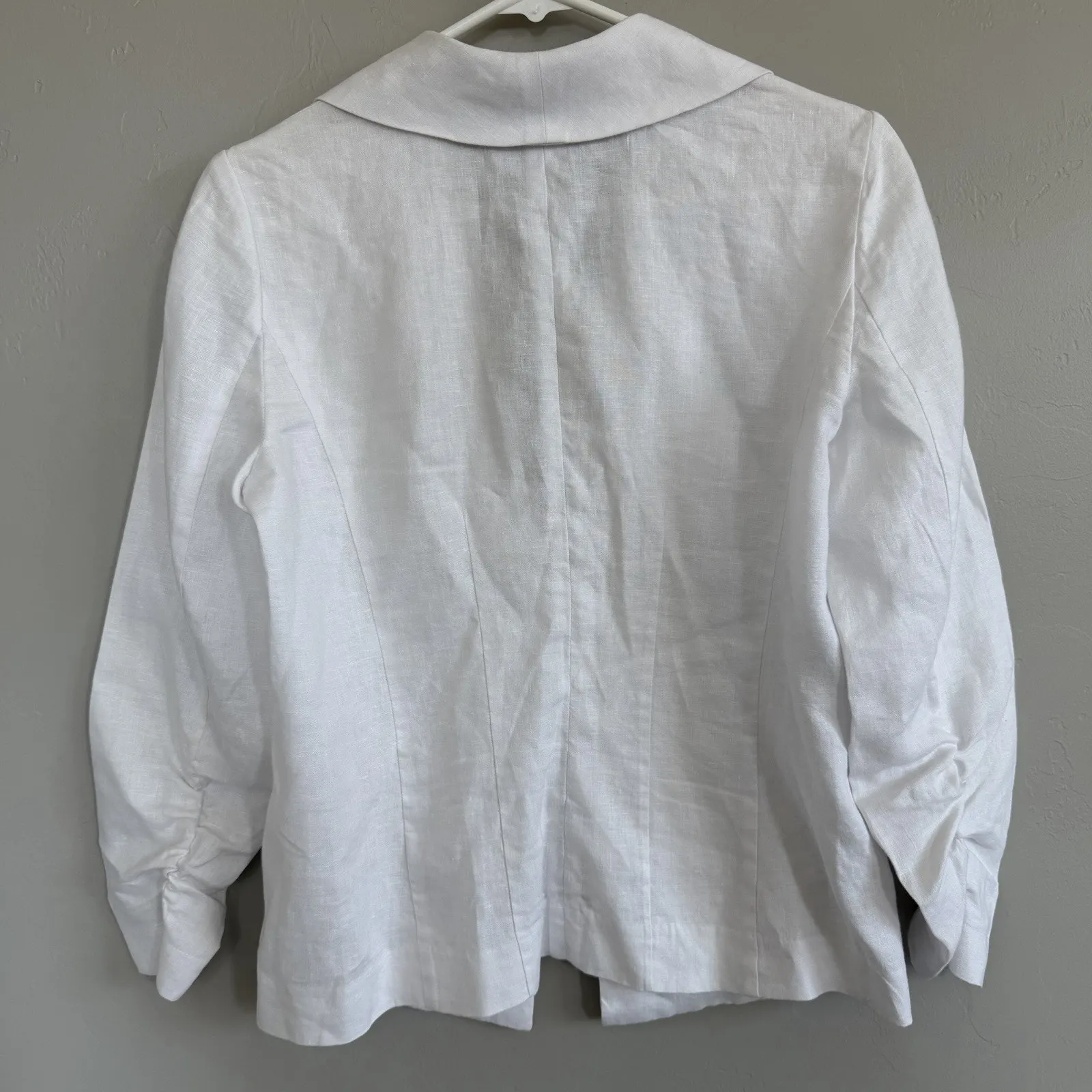 Saks Fifth Avenue Woman’s 100% Linen Blazer Open Front White Size S 3/4 Sleeve - Image 8